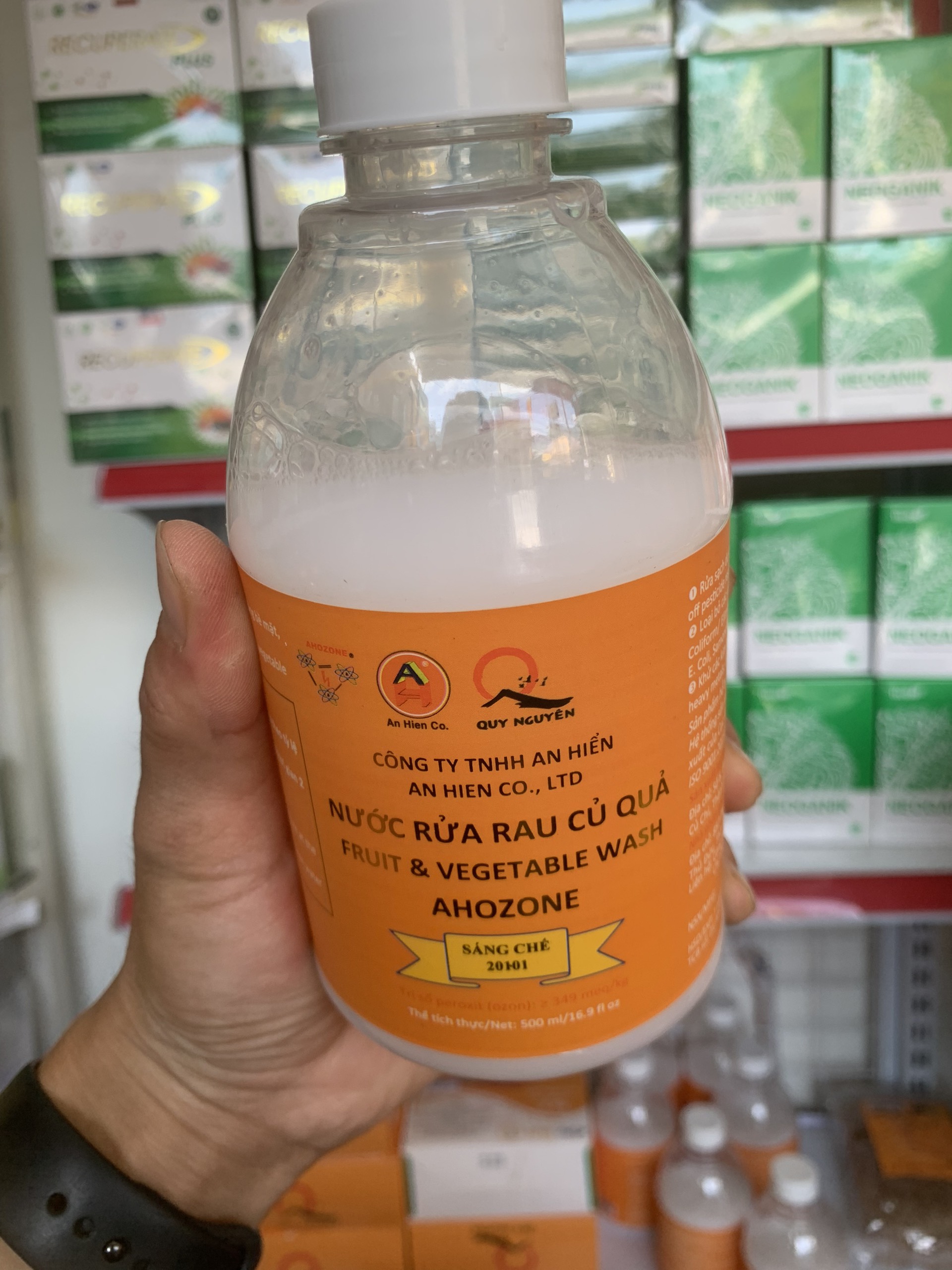 Nước Rửa Rau Củ Quả Thực Phẩm AHOZONE chai 500ml- [Quy Nguyên phân phối, Date mới]
