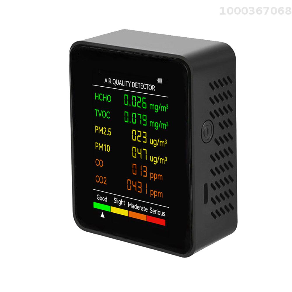 6 in 1 pm2.5 pm10 hcho tvoc co co2 multifunctional air quality detector co carbon dioxide formaldehyde monitor lcd large screen display portable home office hotel desktop air quality tester