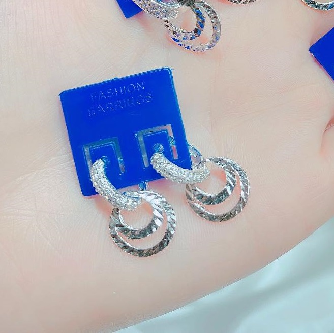 Bông tai bạc Ý khuyên tròn MS95