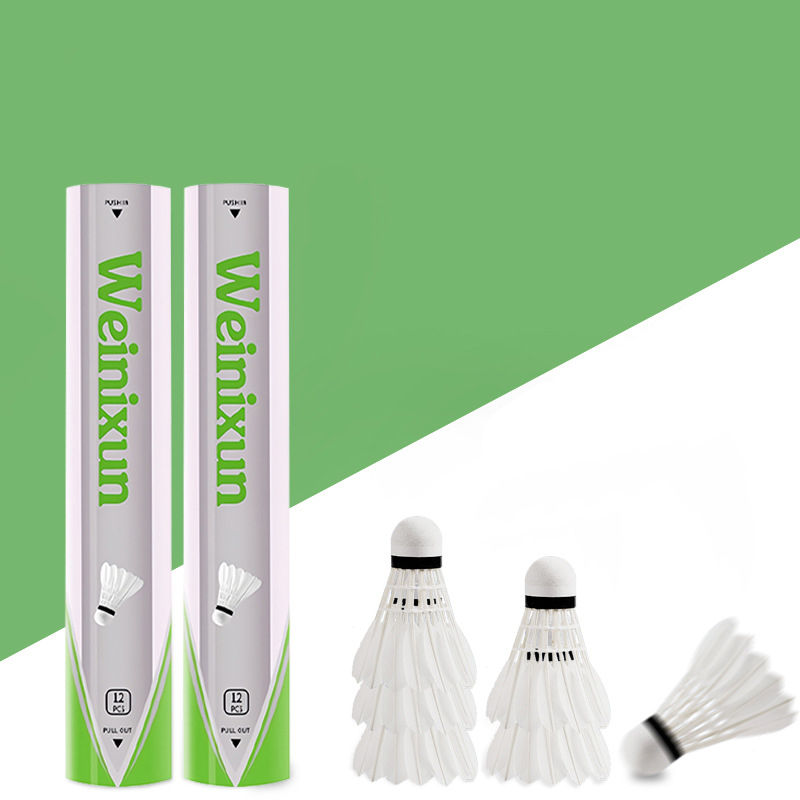 OEM Resistant to playing goose feather badminton 12 pieces of training competition badminton