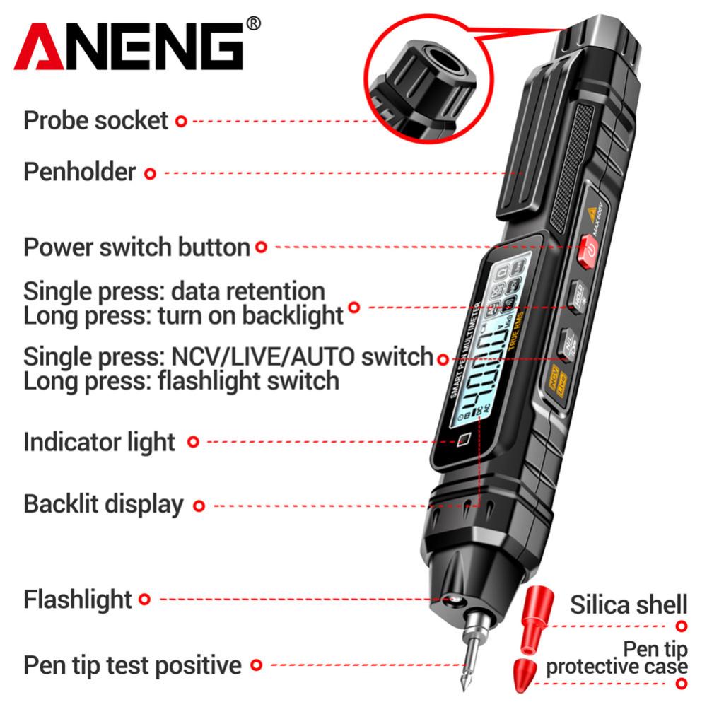 Bút đa năng kế kỹ thuật số LCD đèn nền thông minh Màn hình máy thử điện tự động nhận dạng đo điện áp AC/DC Ohm đi ốt đo 4000 đếm dụng cụ điện