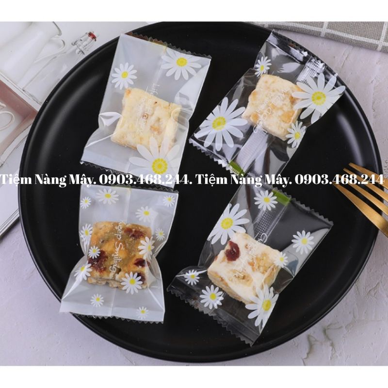 Túi đựng bánh quy,bánh dứa hình hoa cúc 7x12cm , 7x10cm100 cái các sizei