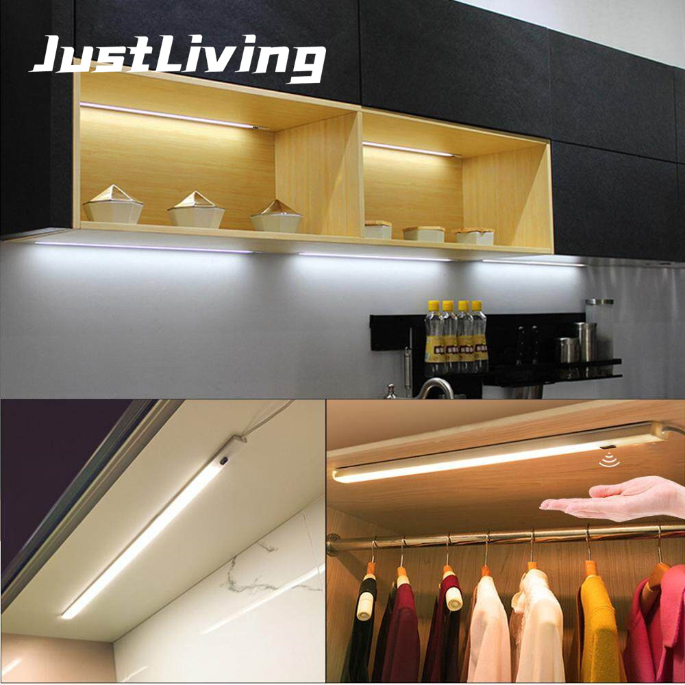 JustLiving Đèn LED Nhà Bếp Thông Minh Chạy Bằng USB 5V Đèn Cảm Biến Quét Tay Đèn Nền Độ Sáng Cao Cho Tủ Quần Áo Ngăn Kéo 30/40/50cm