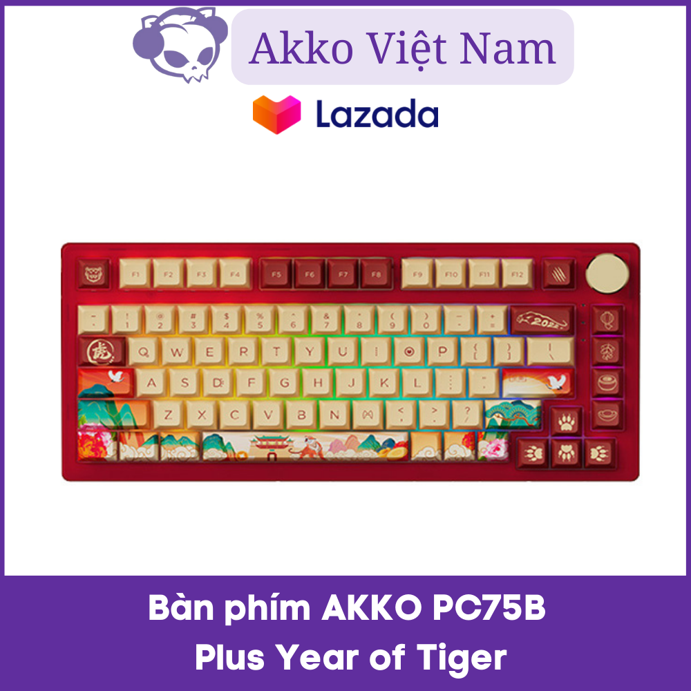 Bàn phím AKKO PC75B Plus Year of Tiger (Bluetooth 5.0 / Wireless 2.4Ghz / Hotswap / Foam tiêu âm / Lubed switch)