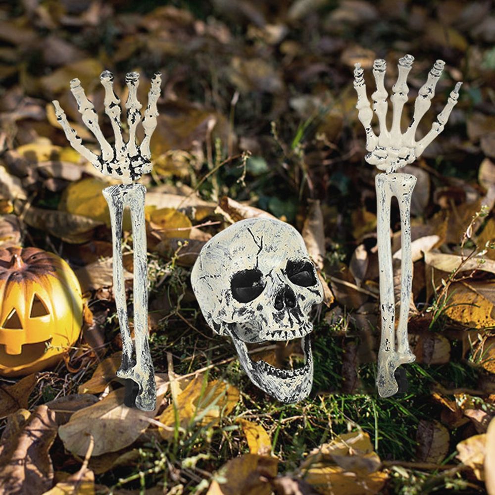 QYI6267 Thi Đua Thuận tiện Sợ Hãi Sống động như thật Skull trang trí Tay Xương Halloween trang trí Skull head