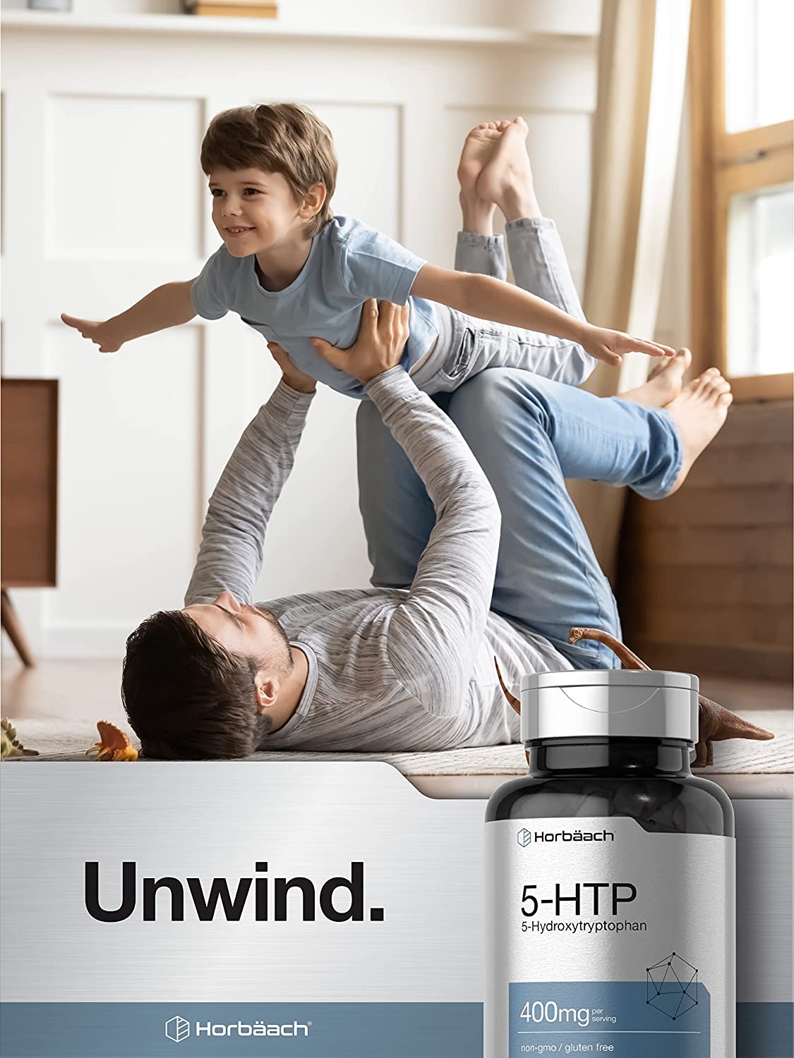 Horbaach 5-HTP 400mg 120 viên - Giúp giảm stress, điều hòa cảm xúc, suy nhược và ổn định giấc ngủ.