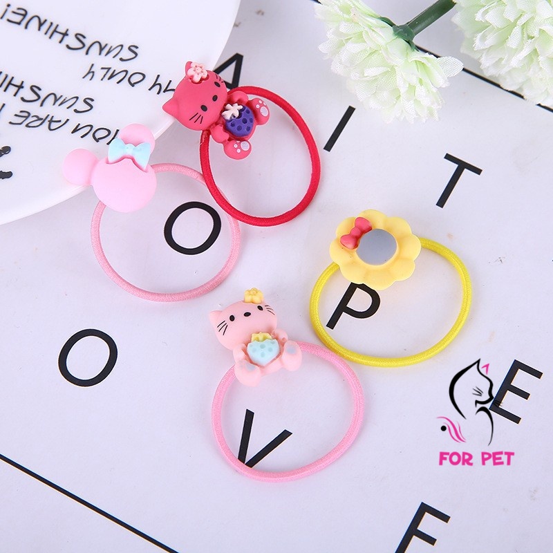 🌈 dây buộc tóc nylon dễ thương cho thú cưng - dây thun buộc tóc chó mèo