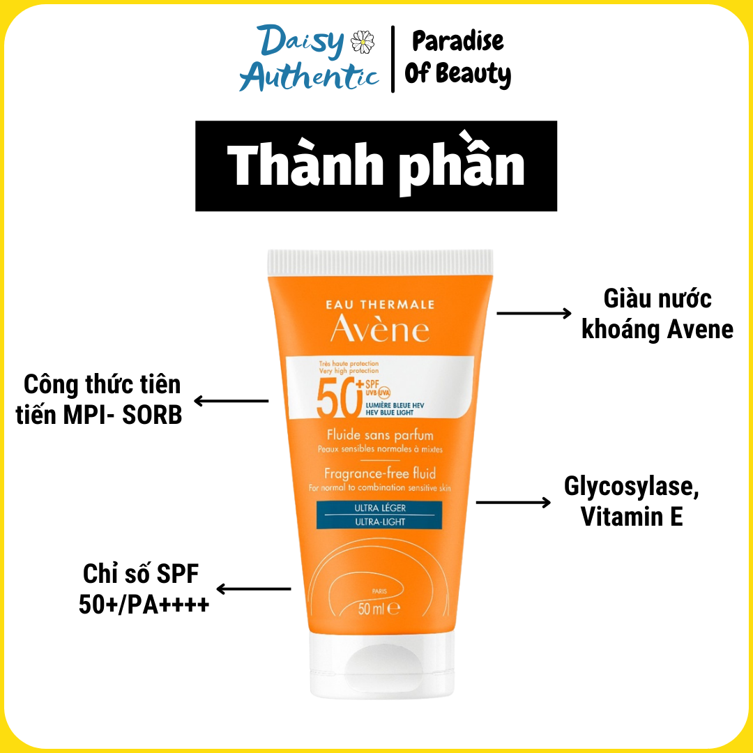 Kem Chống Nắng Avene Dry Touch Antioxidant Complex Fluide SPF 50+