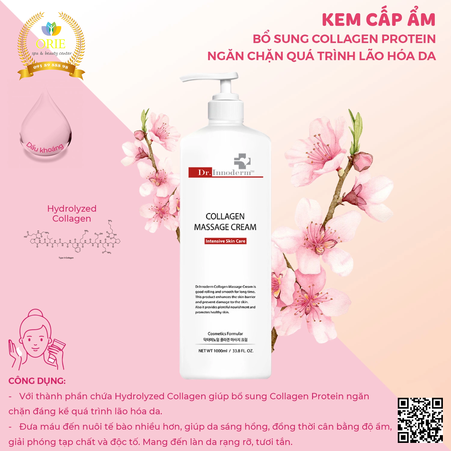 KEM MASSAGE COLLAGEN DÀNH CHO SPA (Dr. Innoderm - Hàn Quốc) - 1000ml