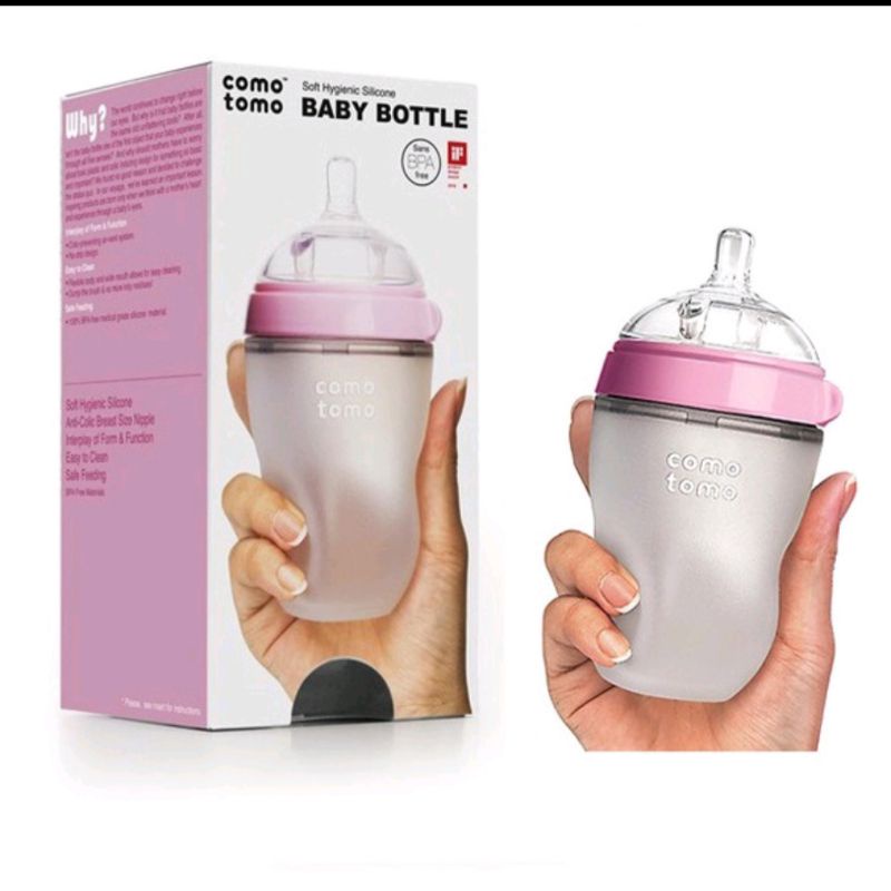[CAM KẾT CHÍNH HÃNG] Bình sữa Comotomo 150ml/250ml đi kèm núm Silicon siêu mềm