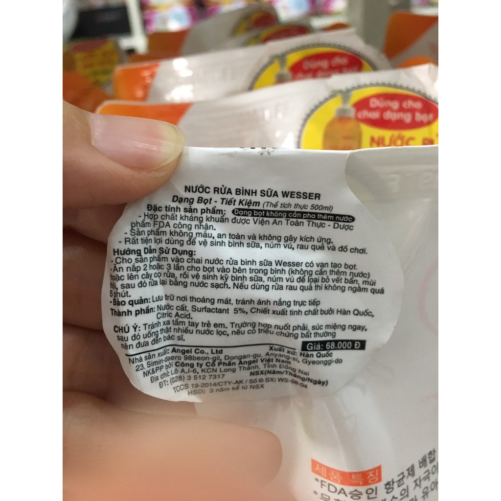 Nước rửa bình sữa Wesser dạng túi 500ml