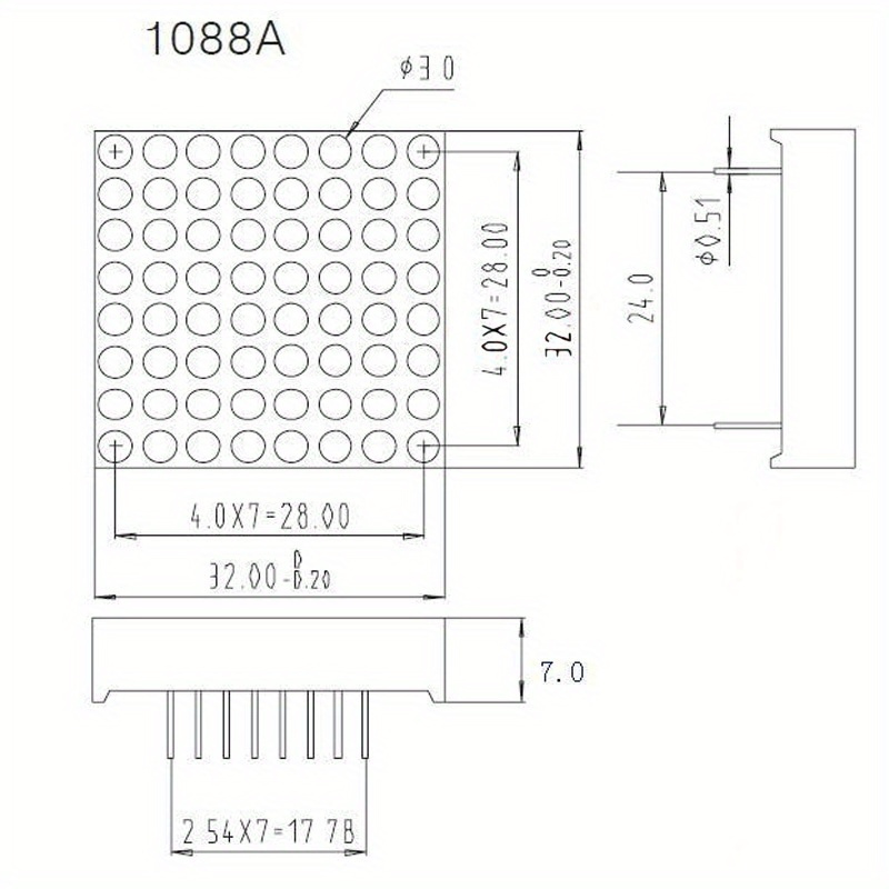 1pc MAX7219 8*8 Dot Matrix LED Display Module, 3MM 1088AS Common cathode Digital Tube For Arduino DIY KIT