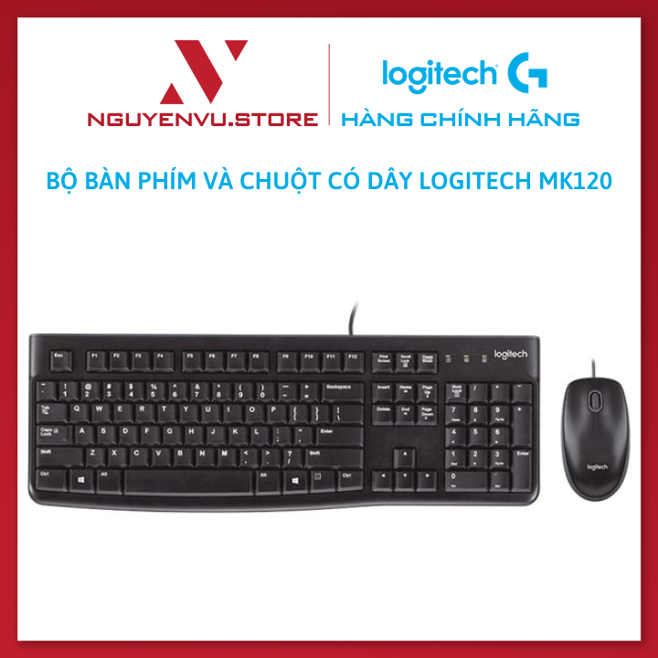 Bộ bàn phím và chuột có dây Logitech MK120 - Hàng Chính Hãng