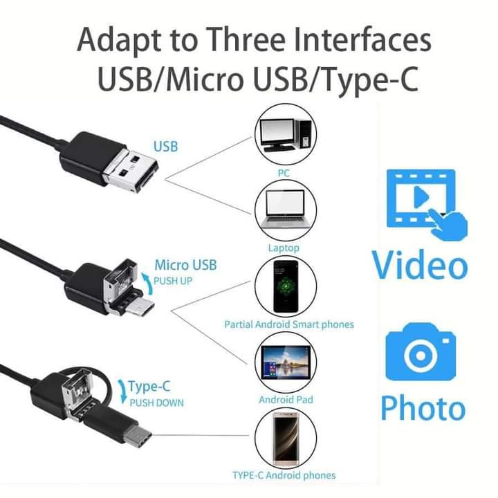 3in1 Type-C&Micro usb&PC Endoscope (Y102). 