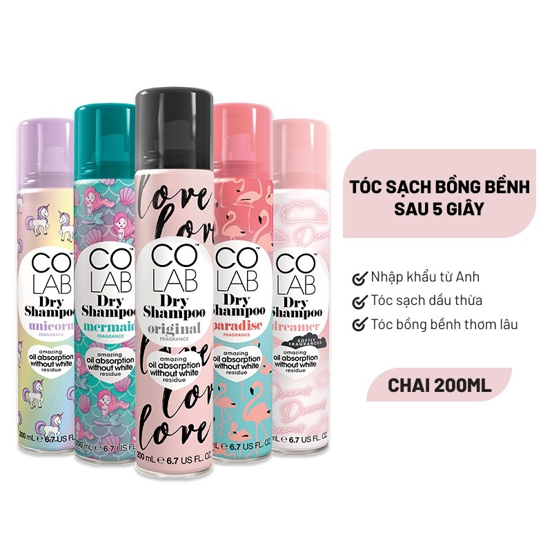 Dầu Gội Khô Colab Dry Shampoo 200ml