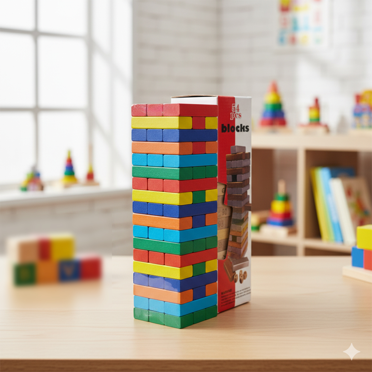 Highly Vital - Refined Taste - Jenga 54 Pieces Blocks Colored Big Size - Toys & Games - Fun To Have - Modern and Trendy- Vibes.
