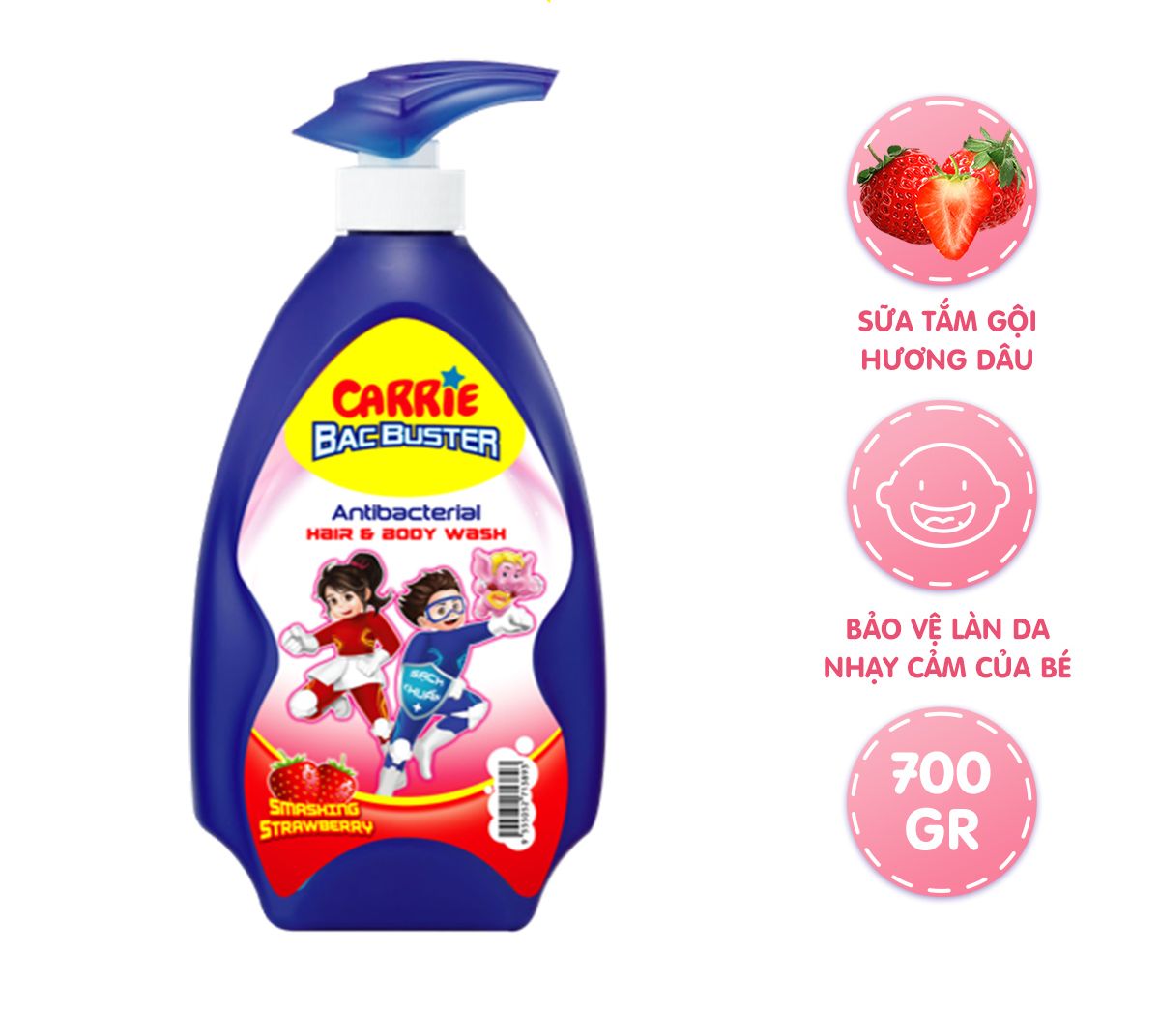 Sữa Tắm Gội cho bé Carrie Junior (700g/chai)