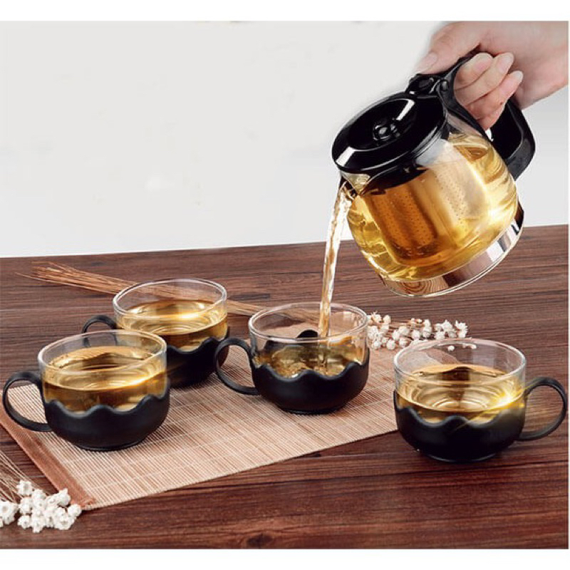 [GDN] Bộ Bình Lọc Trà 4 Ly Thủy Tinh