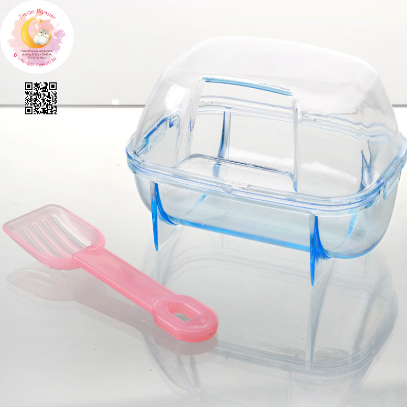 Nhà tắm mica vuông size trung (kèm muỗng lọc cát) cho hamster