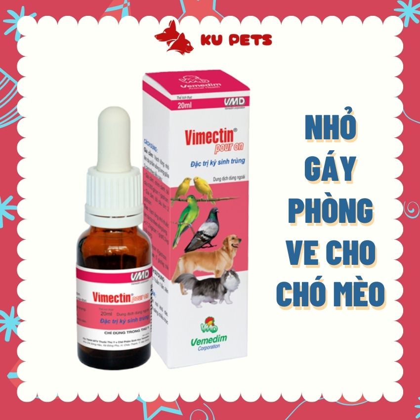 Thuốc Nhỏ Gáy Phòng Ve Vimectin Pour Cho Chó Mèo chai 20ml thumbnail