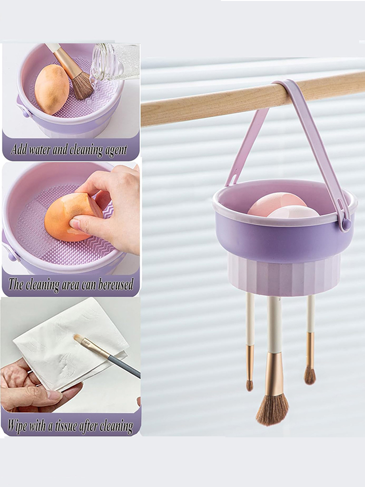 Multifunctional Silicone Makeup Brush Cleaner Makeup Egg Cleaner Powder Puff Drying Holder