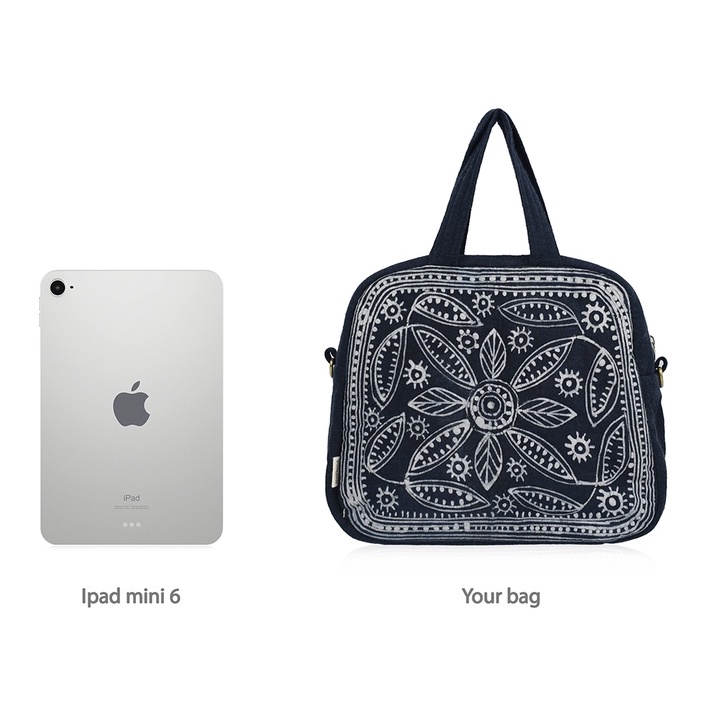 Túi xách thời trang họa tiết Trapez Hemp Handmade