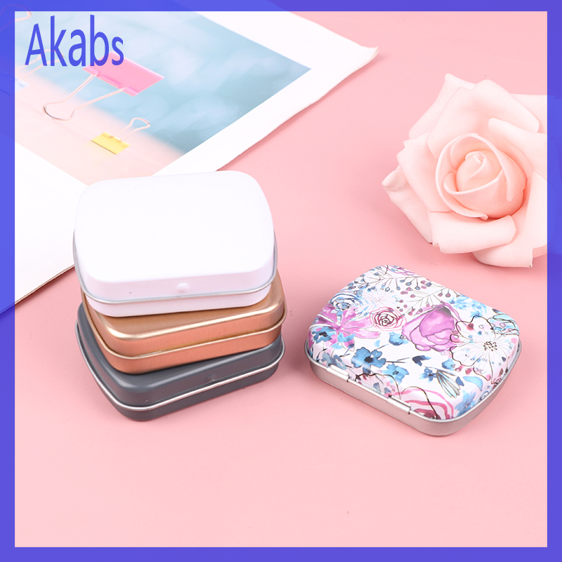 Akabs Small Empty Metal Tin Flip Storage Pill Box Case Organizer For Candy Key