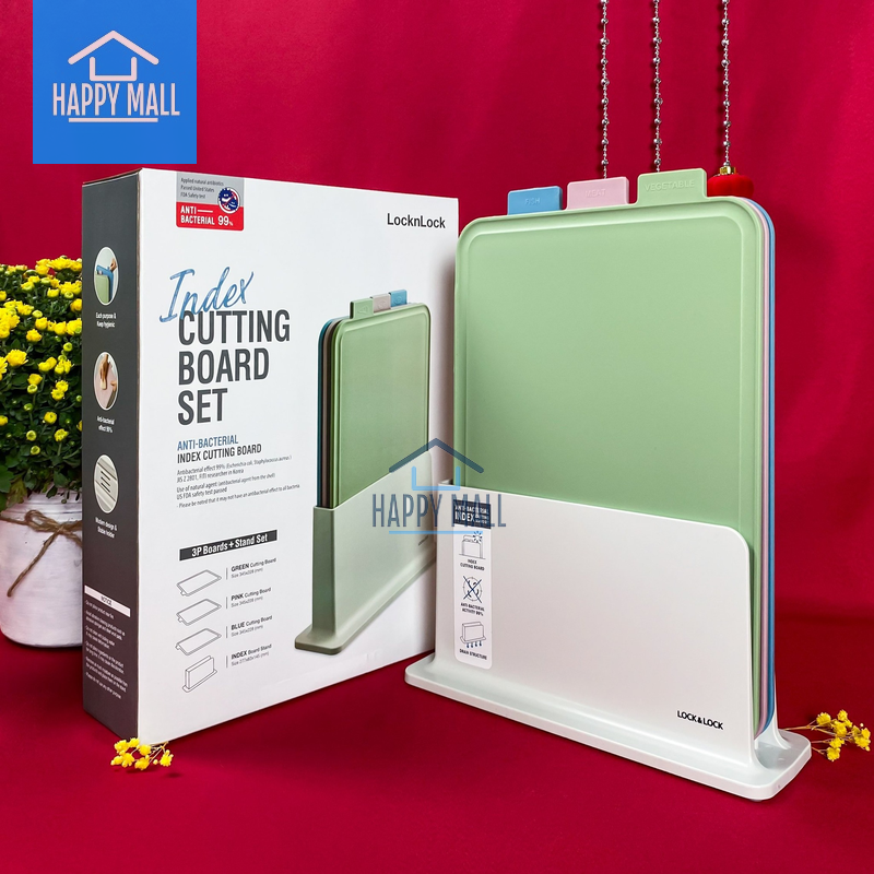 Bộ 3 thớt nhựa kháng khuẩn Lock&Lock kèm giá đỡ CSC251
