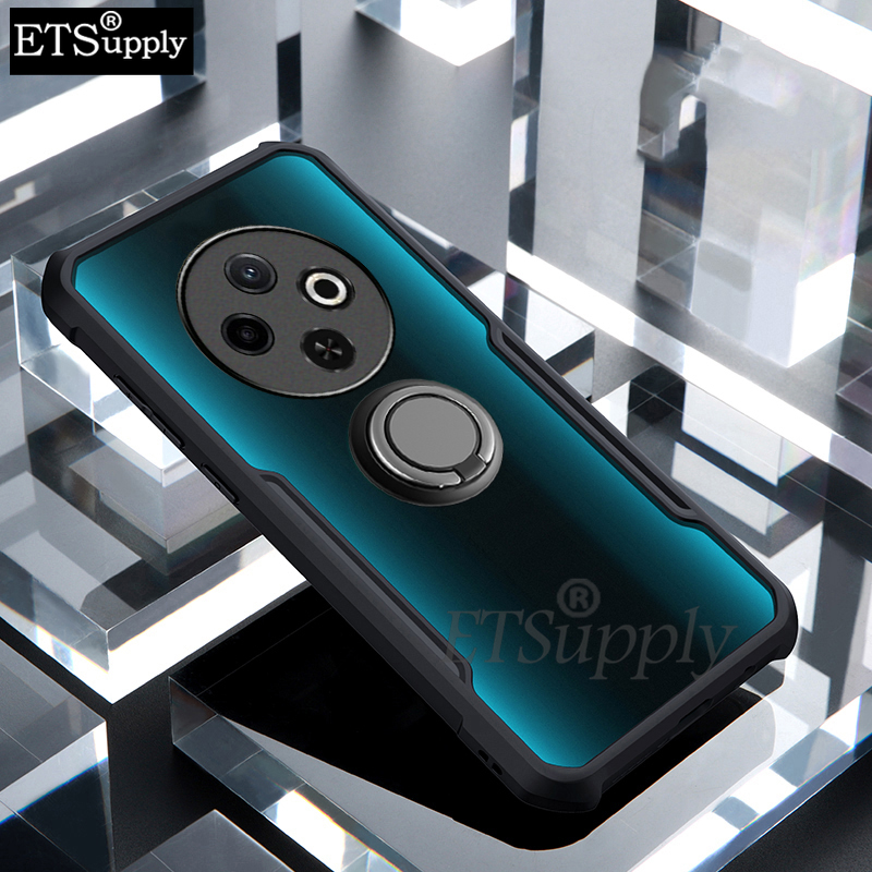Phone case Tecno Spark 30C Hard Clear Transparent Shockproof Armor Car Adsorb Holder Ring Back Cover Tecno Spark 30C Case.