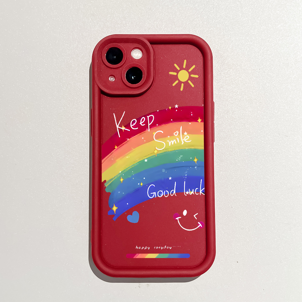 ZCSIBORUI for Redmi 13 Xiaomi Poco M6 4G Back Cover Colorful Rainbow Smile Face Pattern Soft Camera Protection Rubber Square Ladder Phone Case. 