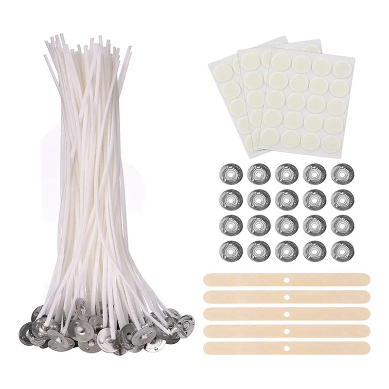200PCS Candle Wicks 10 Inch with Candle Stickers – 100PCS Large Cotton  Candle Wicks and 100PCS Double Sided Candle Stickers for Candle Making  Candle