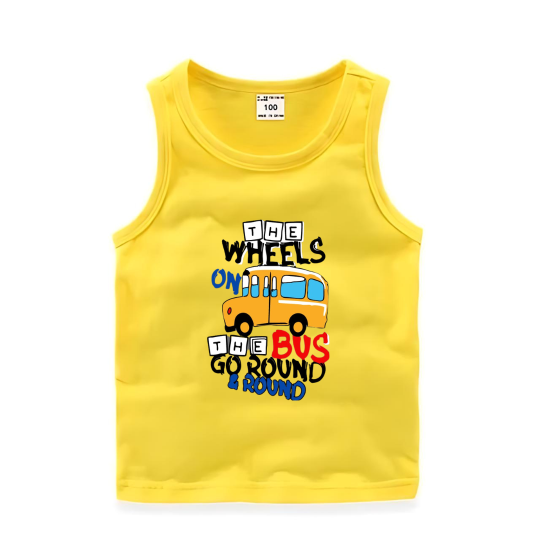 The Vintage Clothing Printed Sando T-Shirt for Boys - Yellow Sleeveless T-shirt - Premium Printed Sando T-shirts For Teen Boys & Girls - High Quality T-shirt For Toddler Boys & Girls - 100% Cotton, High-Quality DTF Prints, Ages 6 Months to 12 Years, Free