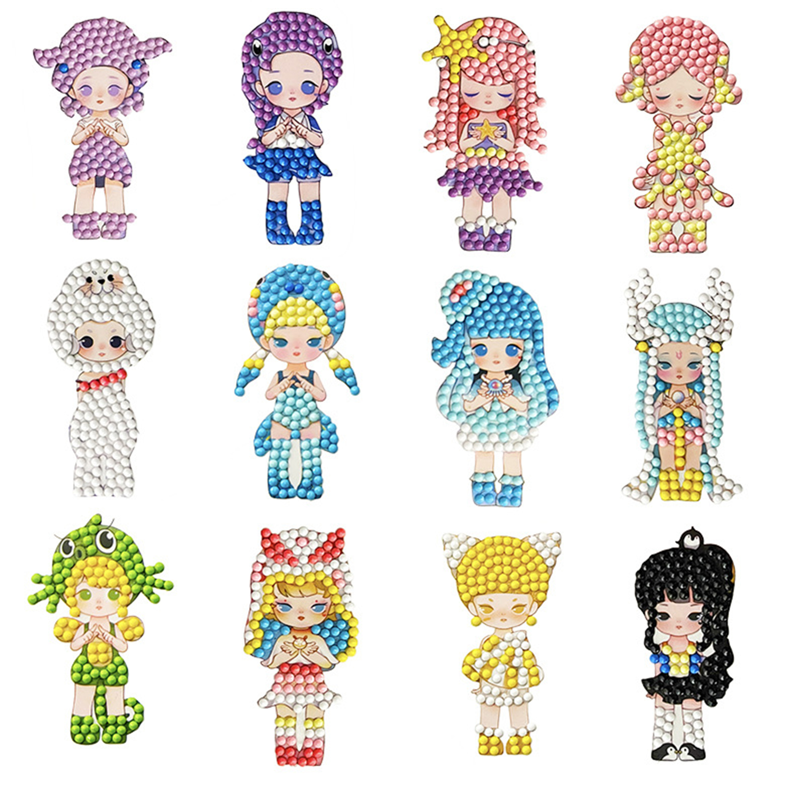 Romaine Diy Sticker Diamond Painting Sticker Colorful Rhinestone Princess Sticker Kit Fun Diy Craft for Kids Adults less Than