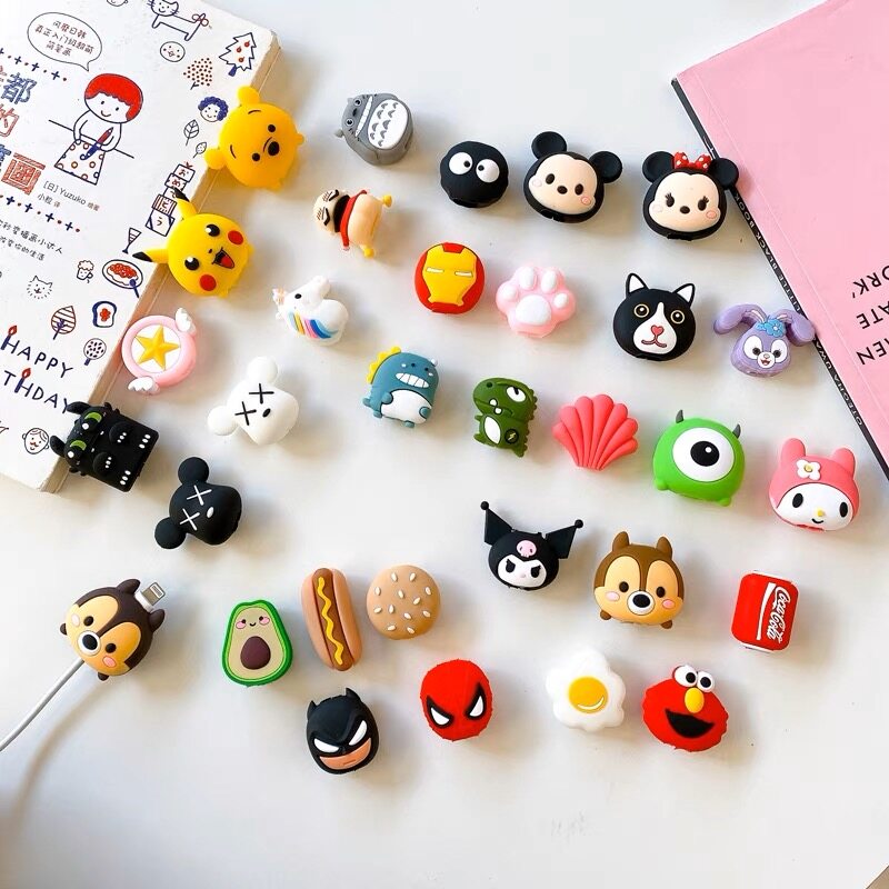 Phim hoạt hình sáng tạo Cáp dữ liệu bảo vệ Apple phổ thông Android mô hình chống phá vỡ sạc đầu tai cáp bảo vệ cắn Cáp thiết bị