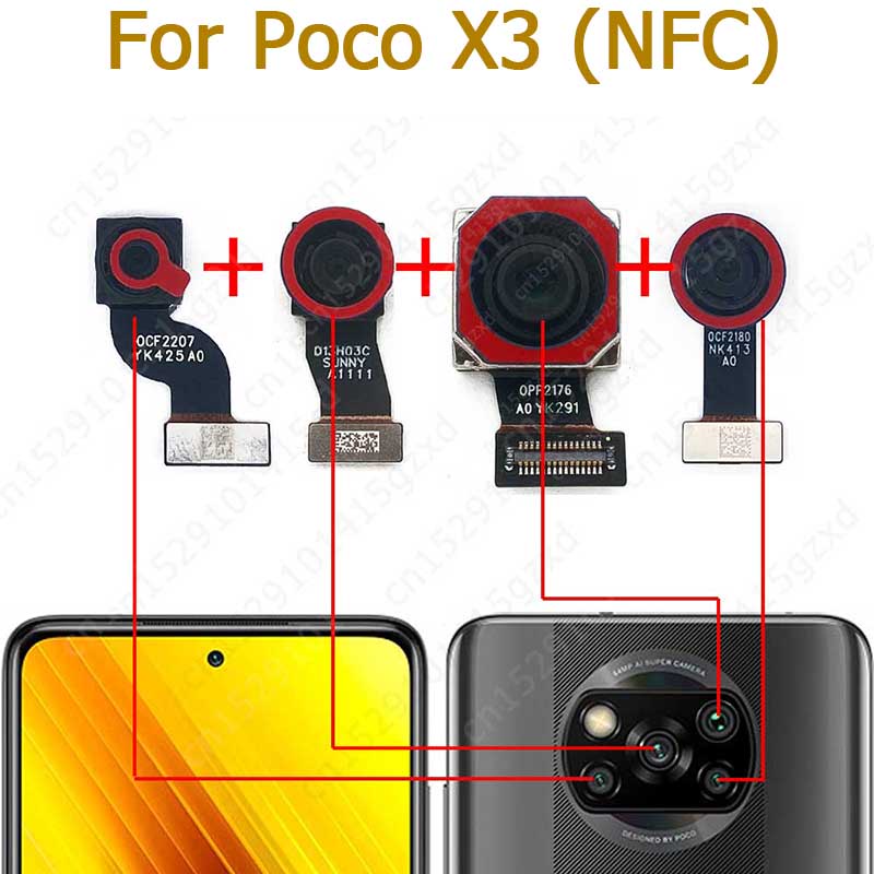 Original For Xiaomi Mi Poco X3 NFC Pro Rear Front Camera Backside Facing Frontal Selfie Back Camera Module Replacement Parts