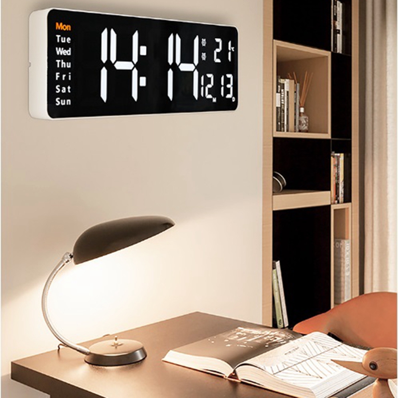16inch LED Digital Wall Clock- Alarm Clock/Temp/Date/Week/Timer Remote Adjustable for Home/Gym/Office