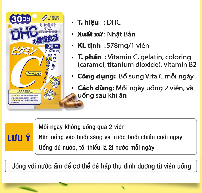 Viên uống DHC Vitamin C Hard Capsule 30 Ngày