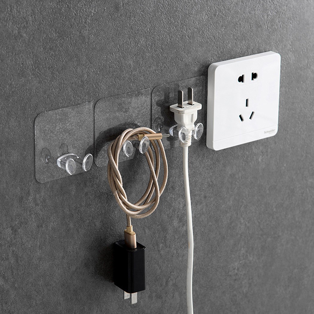Plastic Wire plug bracket hook 6*6*2cm Storage Hook 1PCS White Punch-free
