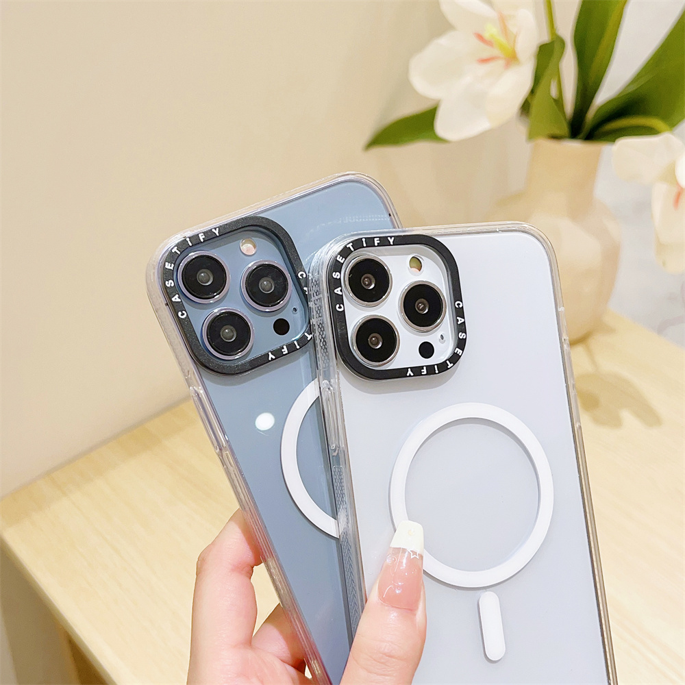 Crystal Clear Magsafe Case for iPhone 15 14 13 Pro Max Hard Acrylic Case Protective Wireless Charge Support Anti-Impact Cover