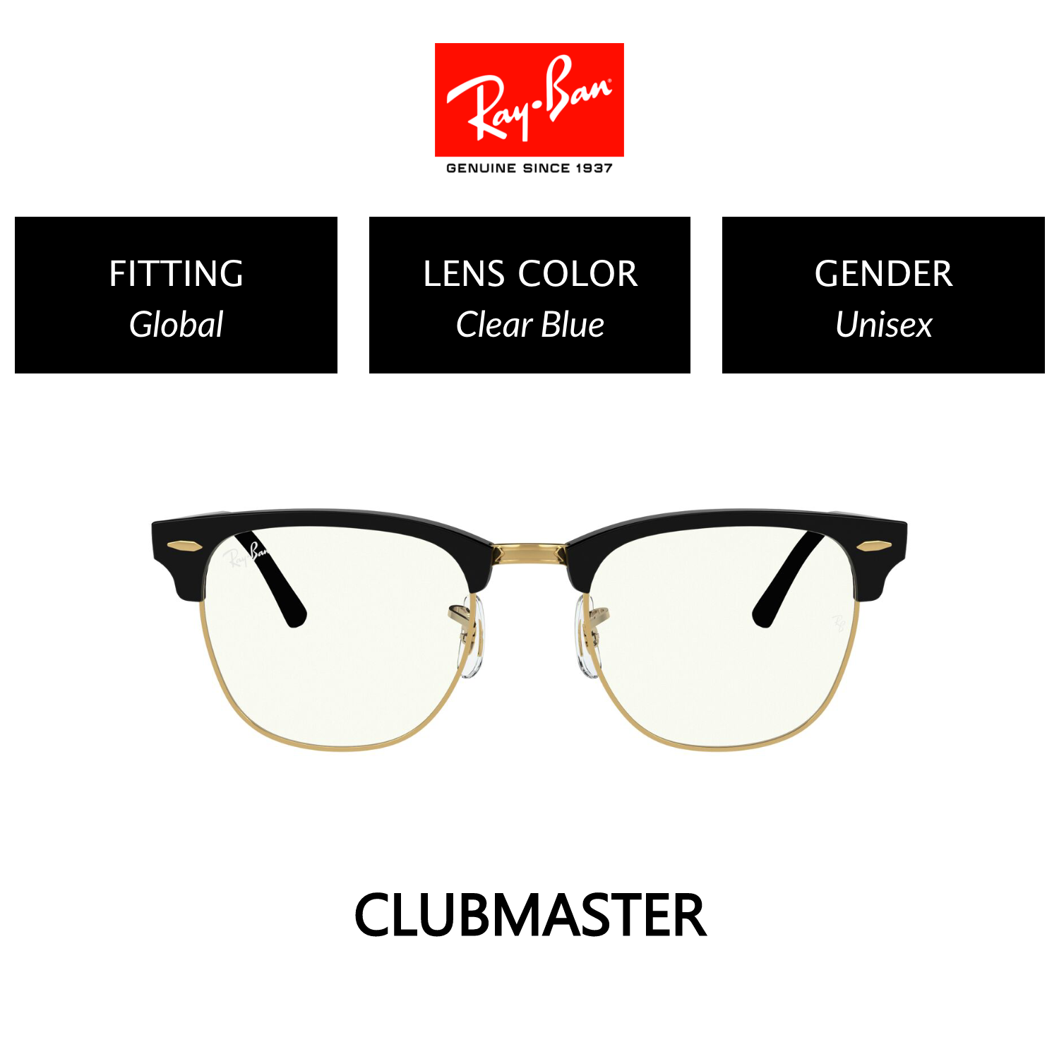 Ray-Ban CLUBMASTER RB3016 901/BF Unisex 