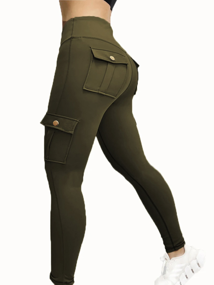 【Support-Cod】 Pockets Gym Leggings Women High Waist Fashion Fitness Pants Skinny Stretch Outdoors Comfortable Sport Leggings.
