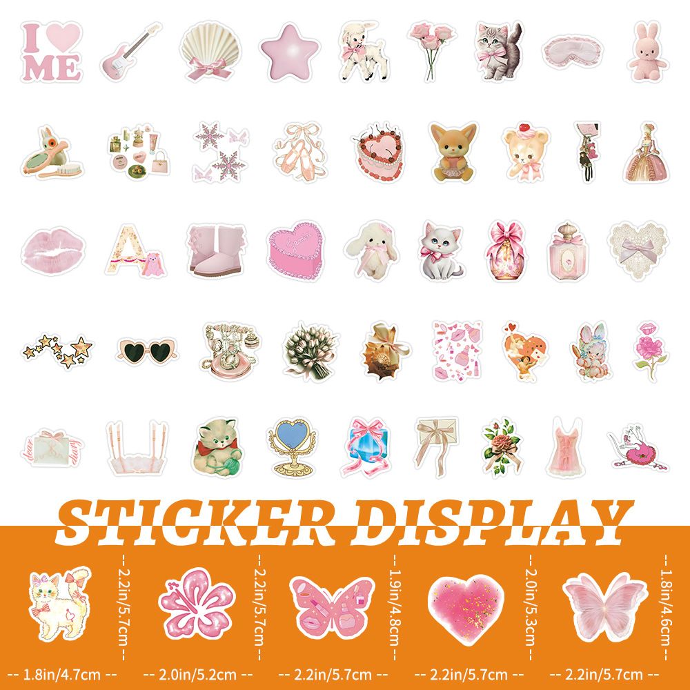 50 Coquette Cute Pink Stickers Decorative Stickers