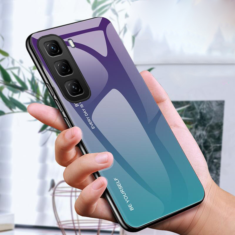 For infinix Hot 60 60i Phone Case Gradient 9H Tempered Glass Protector Colorful Soft Edge for Infinix Hot 60i Cover Casing HP