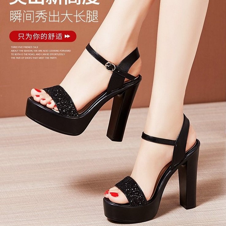 Giày hở mũi phối kim tuyến