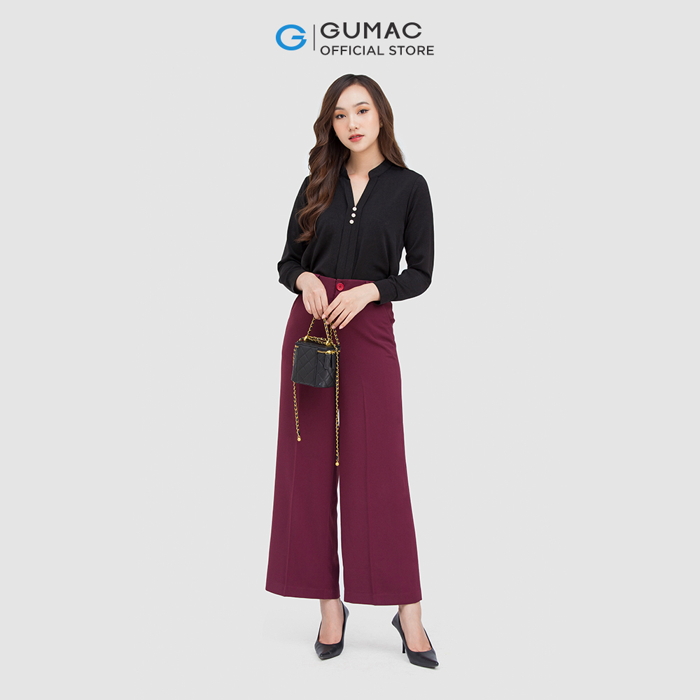 [CHỈ 4-6.4 | TẶNG ÁO THUN ĐƠN 799K] Áo sơ mi nữ GUMAC AC05005 phối 3 nút