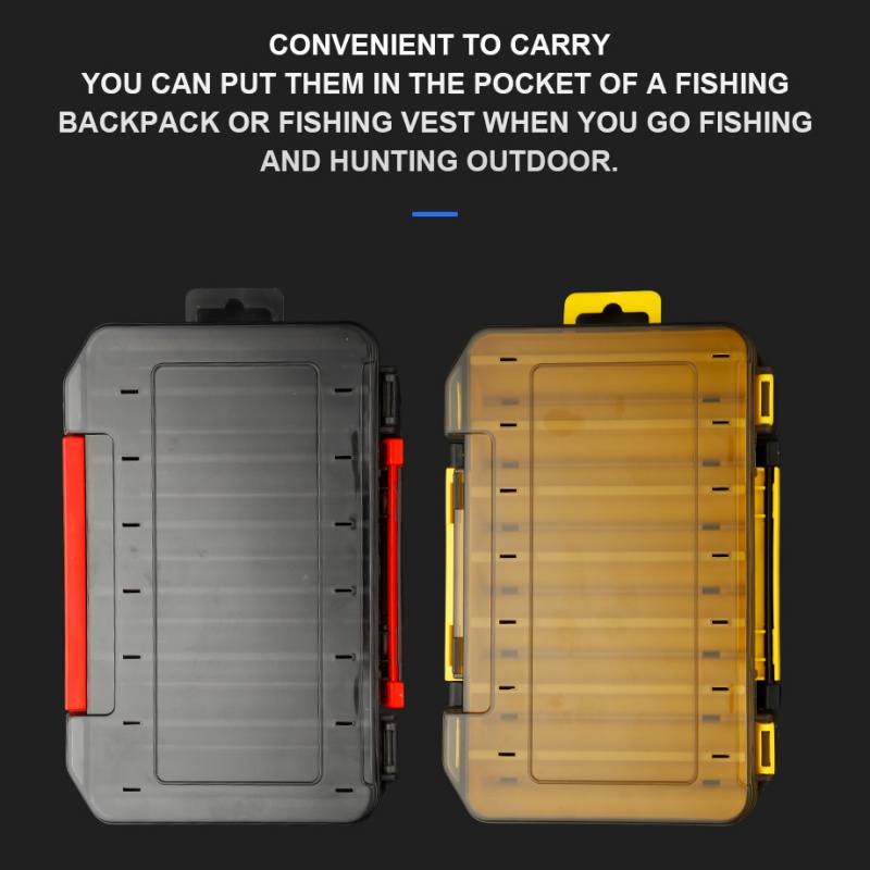 Outdoorbuy Double Sided 14/12 Compartments Fishing Tackle Boxes Fishing  Lure Box Organizer Fishing Bait Tackle Storage Case