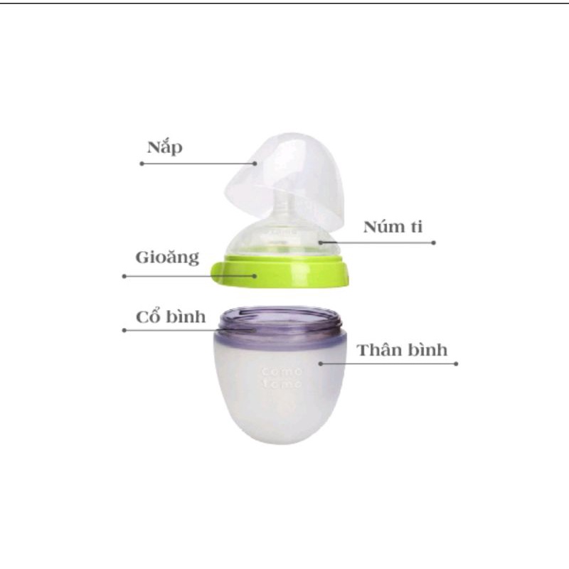 [CAM KẾT CHÍNH HÃNG] Bình sữa Comotomo 150ml/250ml đi kèm núm Silicon siêu mềm