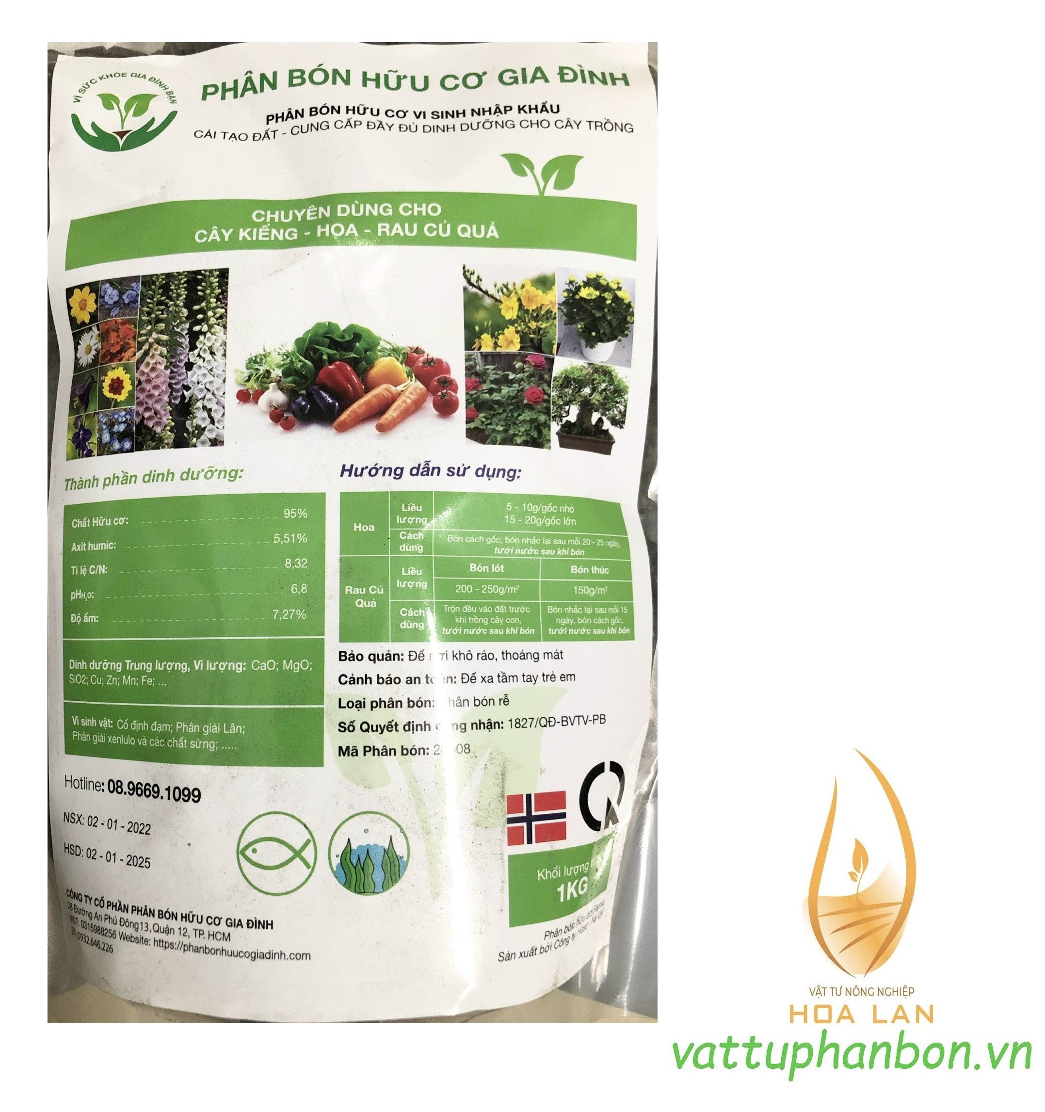 Phân Bón Hữu Cơ Vi Sinh - Cá Hồi - #456A# 1kg