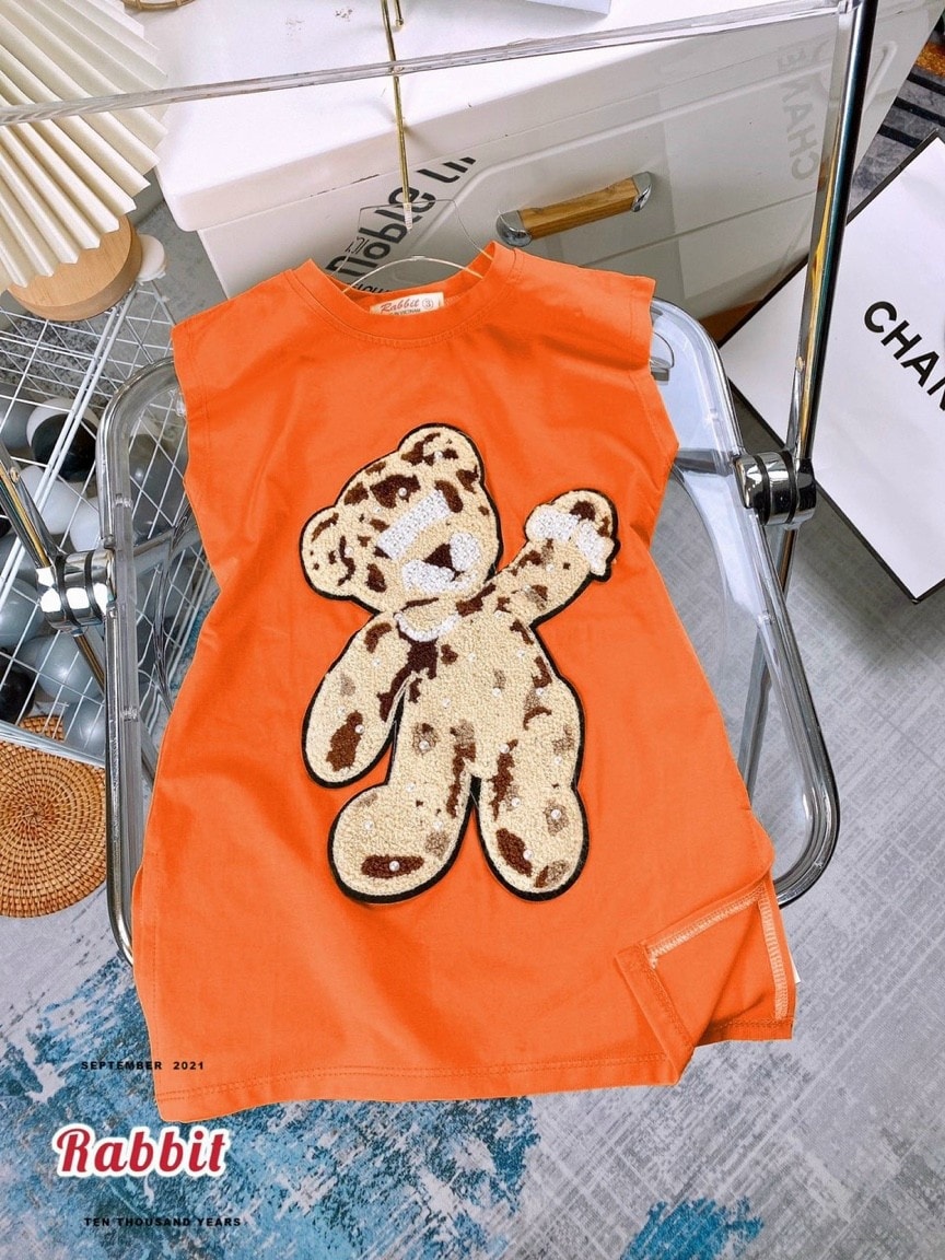 [SIZE NHÍ+ĐẠI] ĐẦM CHÚ GẤU ĐÍNH HẠT SIÊU XINH