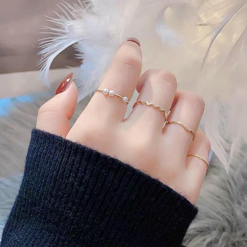 Set nhẫn 5 món phong cách vintage dịu dàng nk55